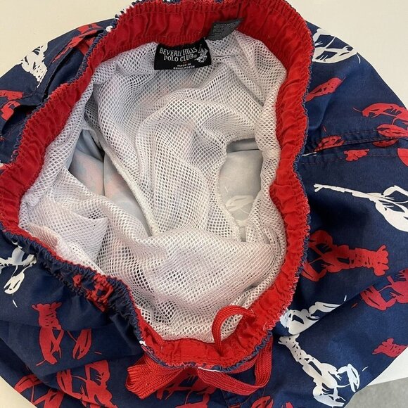 Beverly Hills Polo Club Swim Trunks Mens Size Medium Lined Lobster Print - Picture 8 of 8